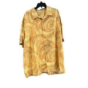 Tommy Bahama Men’s Silk Yellow Hawaiian Shirt Size XL